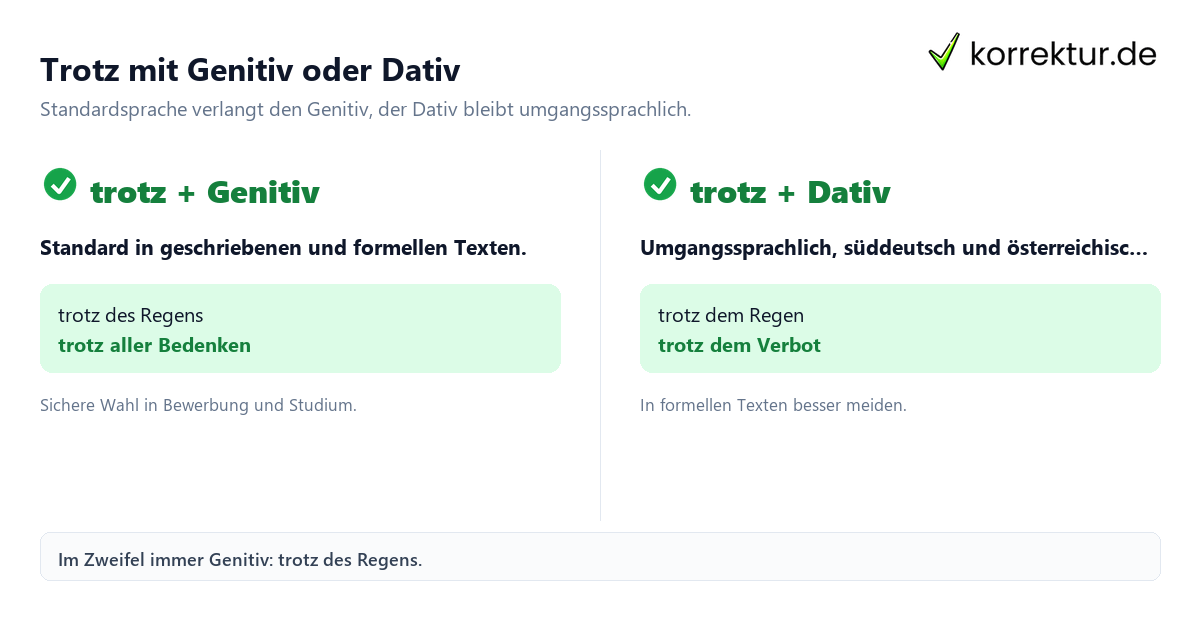 Trotz Genitiv oder Dativ: Vergleich der richtigen Anwendung