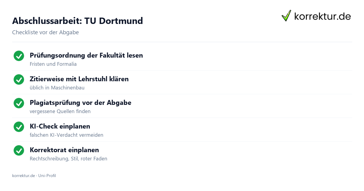Abschlussarbeit TU Dortmund: Formalia, Zitierweise und Plagiatsprüfung vor der Abgabe