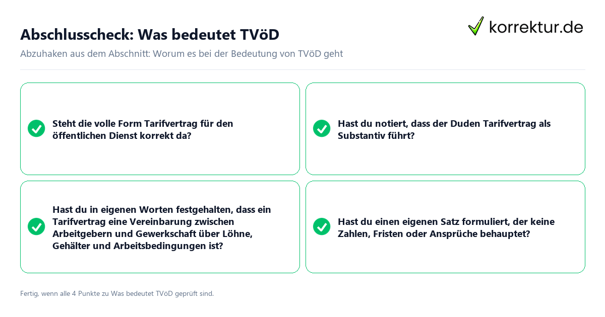 Konkreter Abschlusscheck zu Was bedeutet TVöD