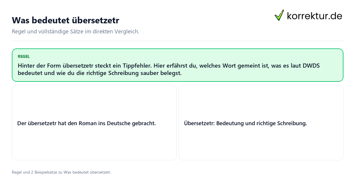 Konkrete Regel und vollständige Beispielsätze zu Was bedeutet übersetzetr