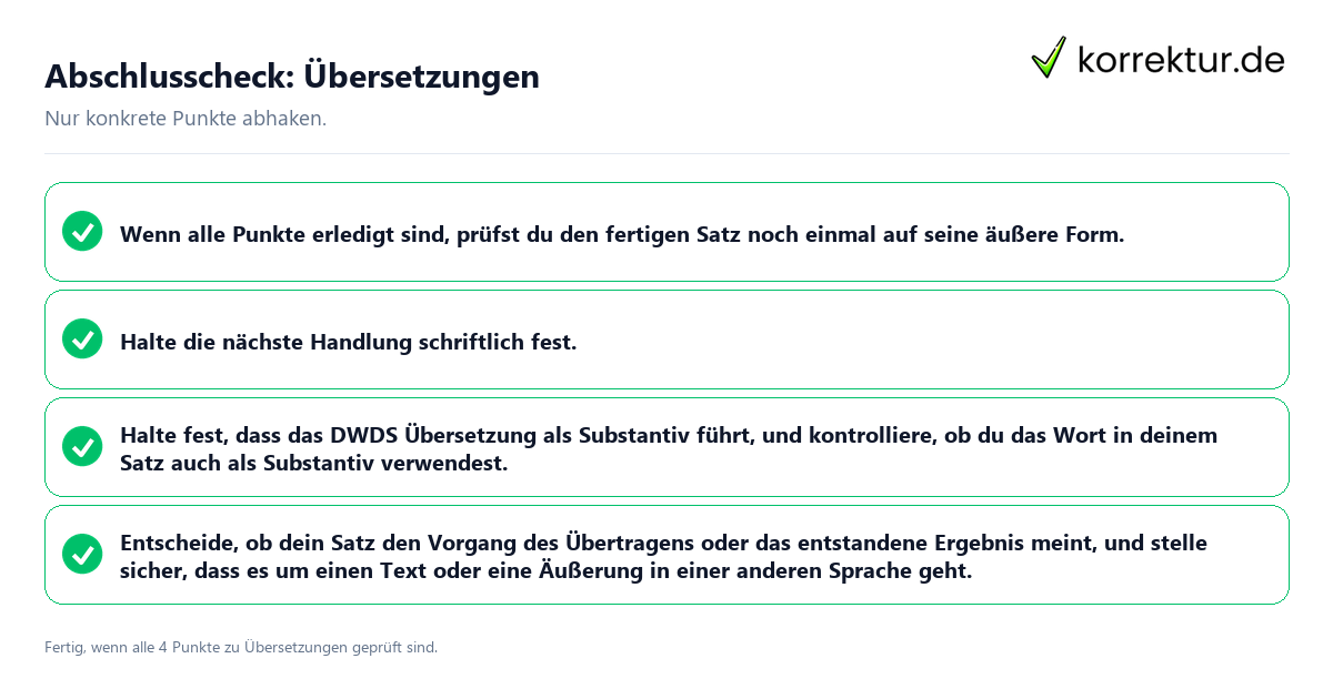 Konkreter Abschlusscheck zu Übersetzungen