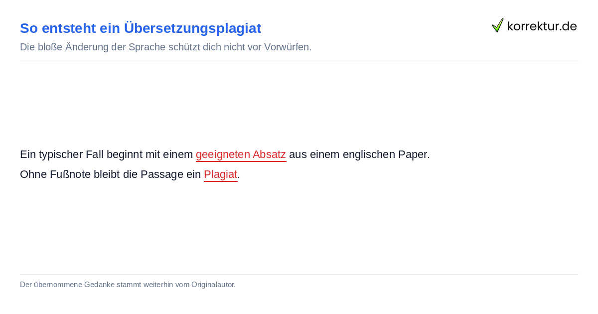 Beispiel für ein Übersetzungsplagiat mit fehlendem Quellenbeleg