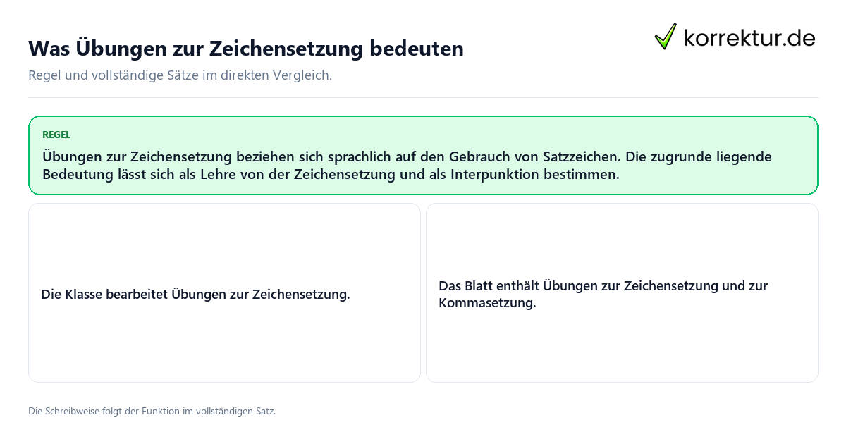 Was Übungen zur Zeichensetzung bedeuten Konkrete Regel und vollständige Beispielsätze zu Was Übungen zur Zeichensetzung bedeuten