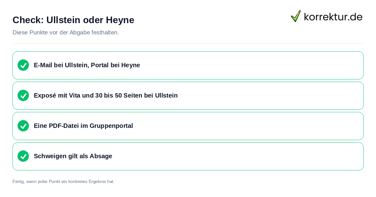 Ullstein oder Heyne: Prüfliste mit vier Punkten