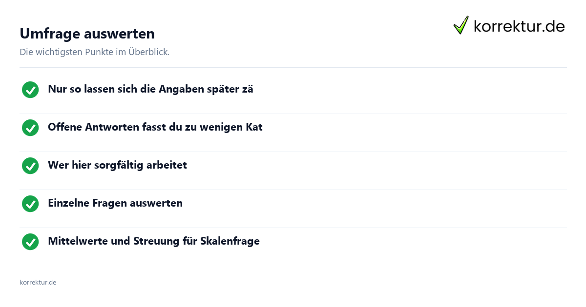 Umfrage auswerten Umfrage auswerten: Überblick