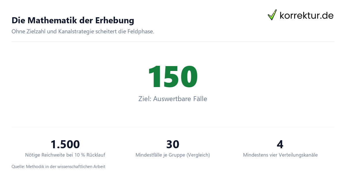 Die Mathematik der Erhebung Teilnehmer für die eigene Umfrage finden: Fallzahlplanung und Rücklaufquote berechnen