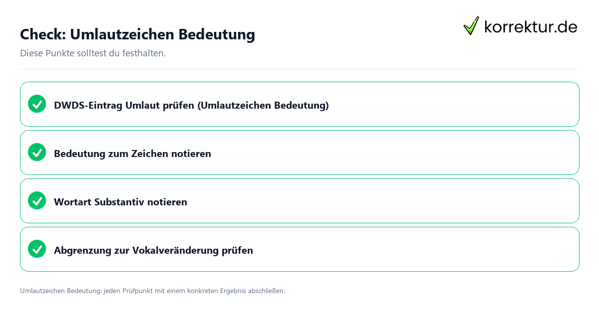 Umlautzeichen Bedeutung mit einer themenspezifischen Checkliste