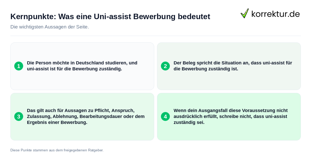 Kernpunkte: Was eine Uni-assist Bewerbung bedeutet Konkrete Kernpunkte zu Was eine Uni-assist Bewerbung bedeutet