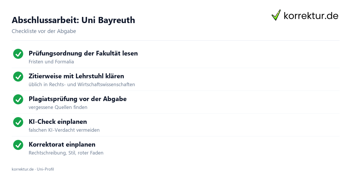 Abschlussarbeit Uni Bayreuth: Formalia, Zitierweise und Plagiatsprüfung vor der Abgabe