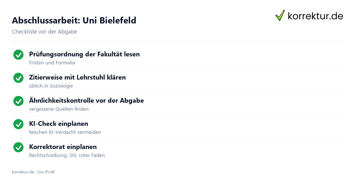 Thesis an der Uni Bielefeld, Formalia vor der Abgabe Abschlussarbeit an der Uni Bielefeld: Formalia, Fristen und Ähnlichkeitskontrolle der Thesis