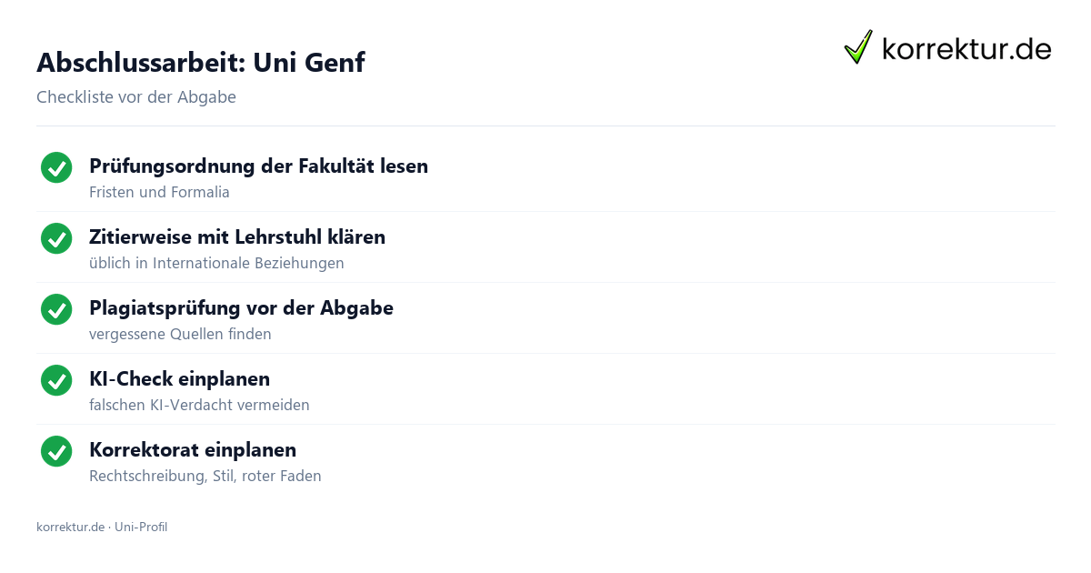 Abschlussarbeit Uni Genf: Formalia, Zitierweise und Plagiatsprüfung vor der Abgabe