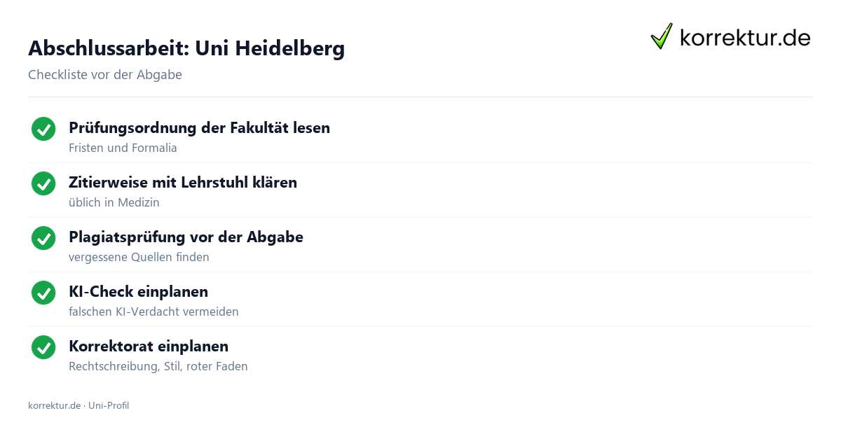 Abschlussarbeit Uni Heidelberg: Formalia, Zitierweise und Plagiatsprüfung vor der Abgabe