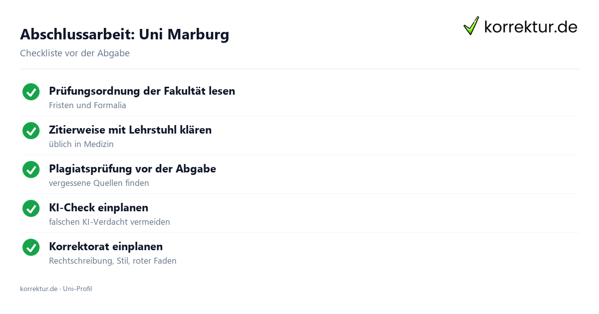 Abschlussarbeit Uni Marburg: Fristen, Formalia und Plagiatsprüfung vor der Abgabe