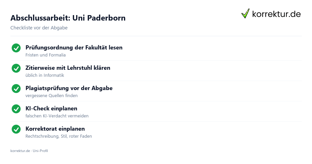 Abschlussarbeit Uni Paderborn: Formalia, Fristen und Plagiatsprüfung im Überblick