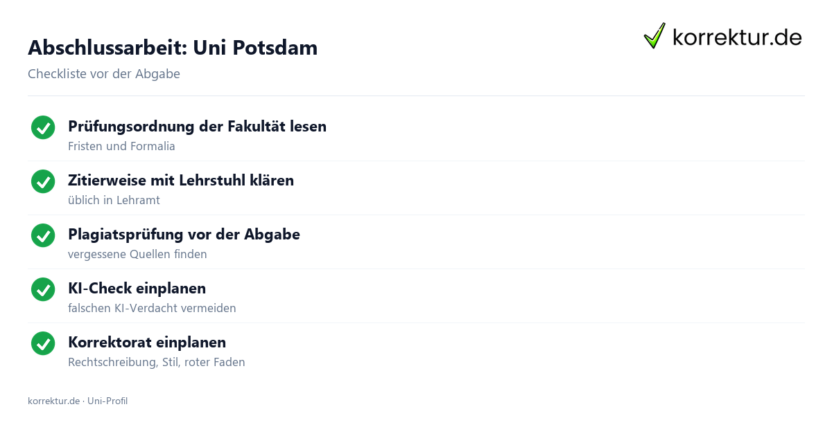 Abschlussarbeit an der Uni Potsdam: Formalia, Zitierweise und Plagiatsprüfung