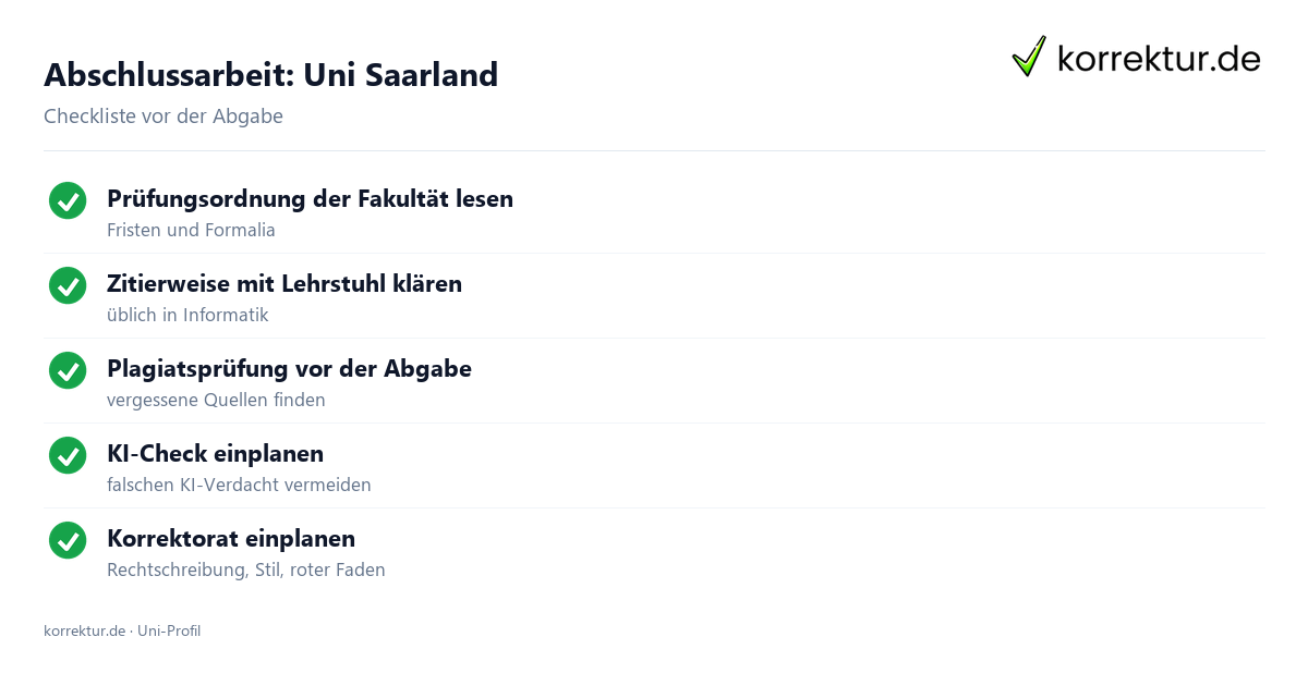 Abschlussarbeit Uni Saarland: Formalia, Fristen und Plagiatsprüfung im Überblick