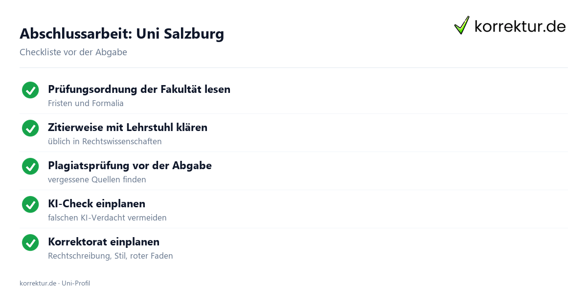 Abschlussarbeit an der Uni Salzburg: Formalia, Fristen und Plagiatsprüfung als Checkliste
