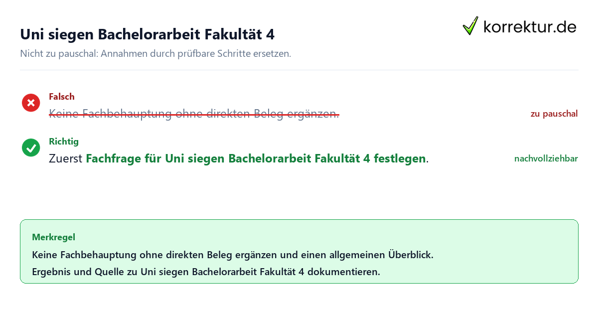 Ungeeignete und belastbare Vorgehensweise bei Uni siegen Bachelorarbeit Fakultät 4