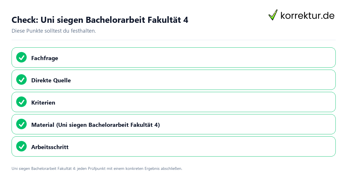 Uni siegen Bachelorarbeit Fakultät 4 mit einer themenspezifischen Checkliste