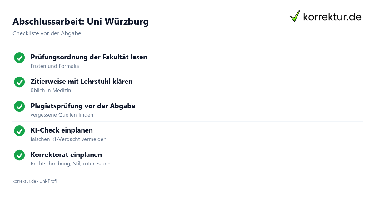 Abschlussarbeit Uni Würzburg: Formalia, Zitierweise und Plagiatsprüfung vor der Abgabe