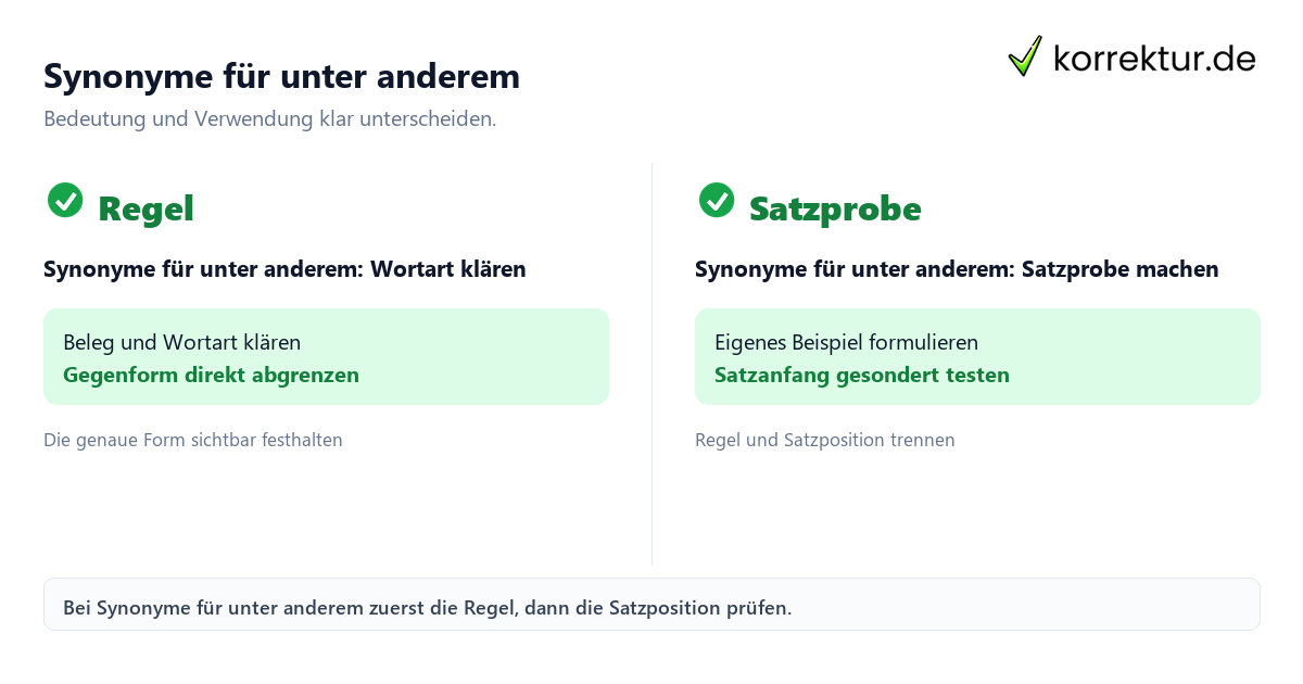 Synonyme für unter anderem Synonyme für unter anderem mit Bedeutung und passender Verwendung im Vergleich
