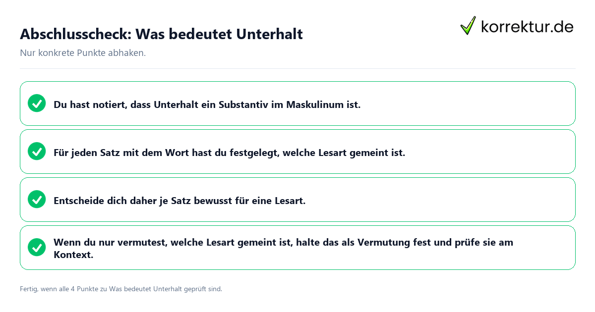 Konkreter Abschlusscheck zu Was bedeutet Unterhalt