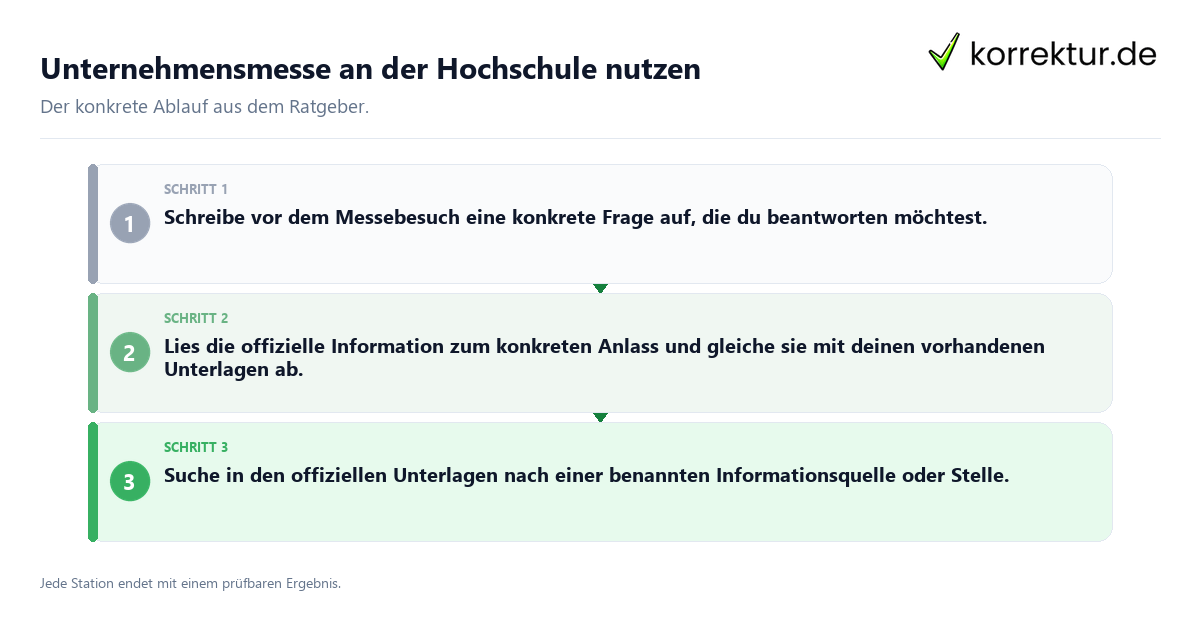 Konkrete Schritte zu Unternehmensmesse an der Hochschule nutzen