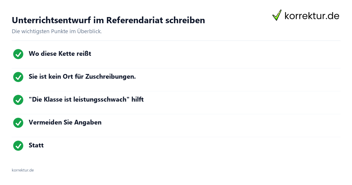 Unterrichtsentwurf im Referendariat schreiben: Überblick