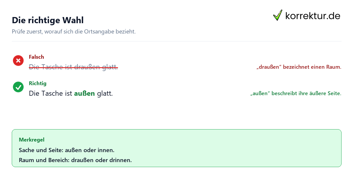 Die richtige Wahl Außen oder draußen richtig verwenden: Grammatikbeispiel