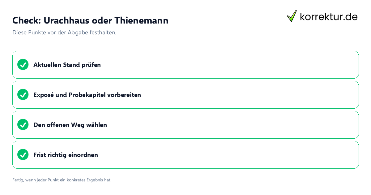 Urachhaus oder Thienemann: Prüfliste mit vier Punkten