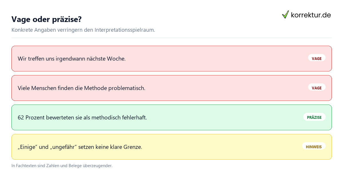 Vage Bedeutung: Beispiele für unklare und präzise Aussagen