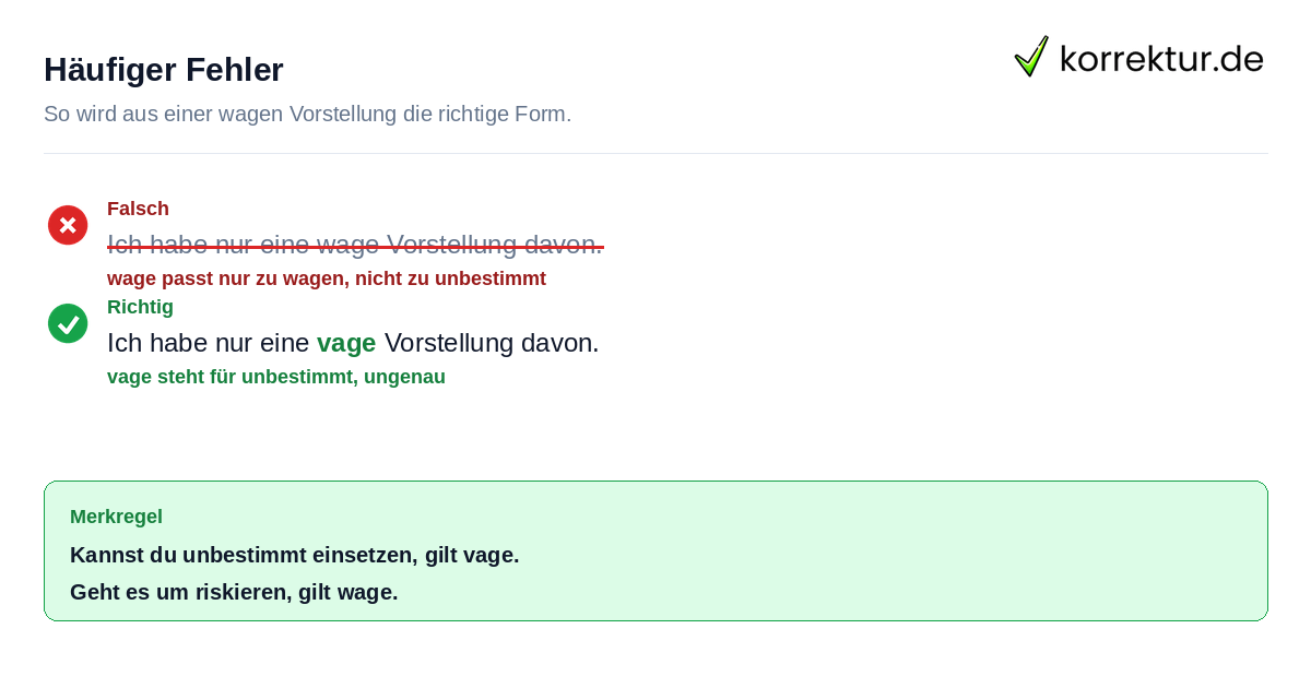 Vage oder wage: richtige Schreibweise im Beispielsatz