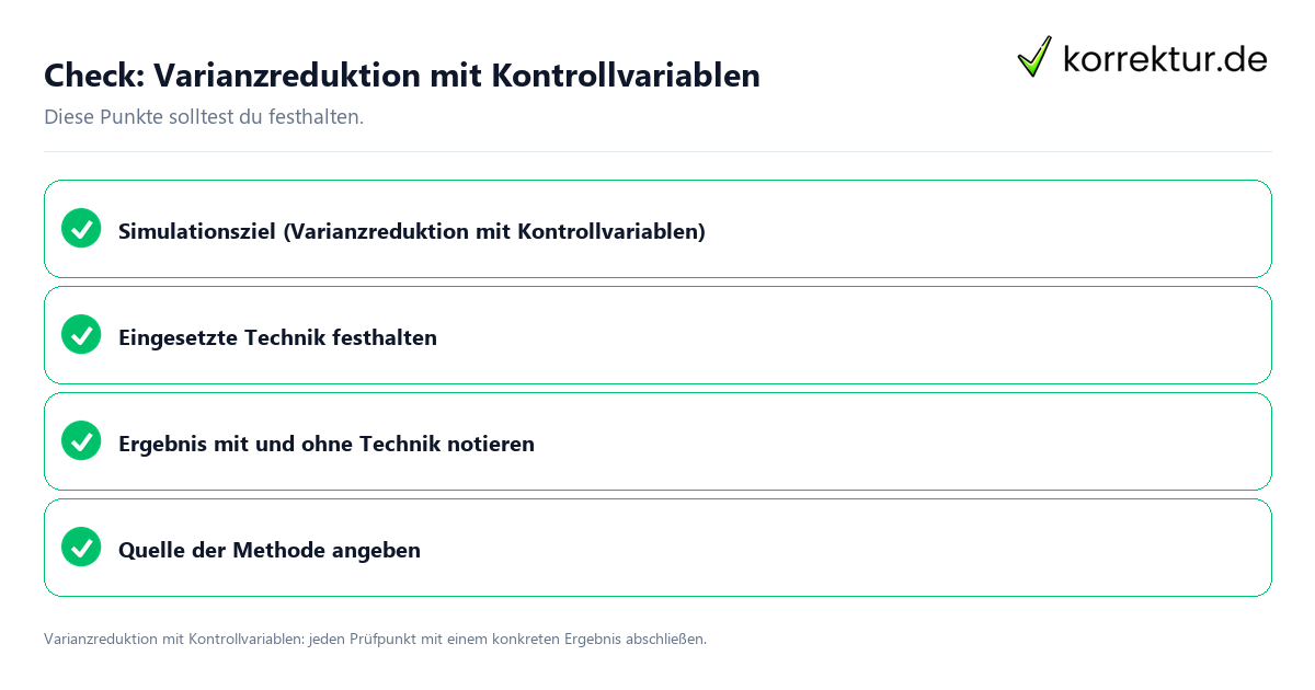 Varianzreduktion mit Kontrollvariablen mit einer themenspezifischen Checkliste