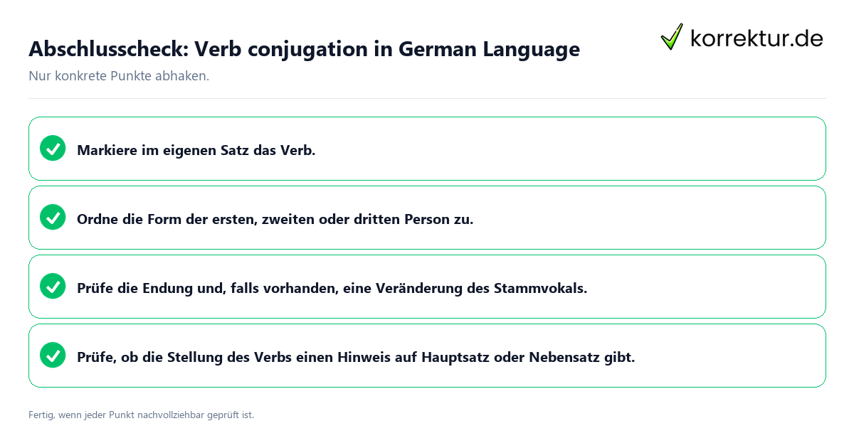 Konkreter Abschlusscheck zu Verb conjugation in German Language