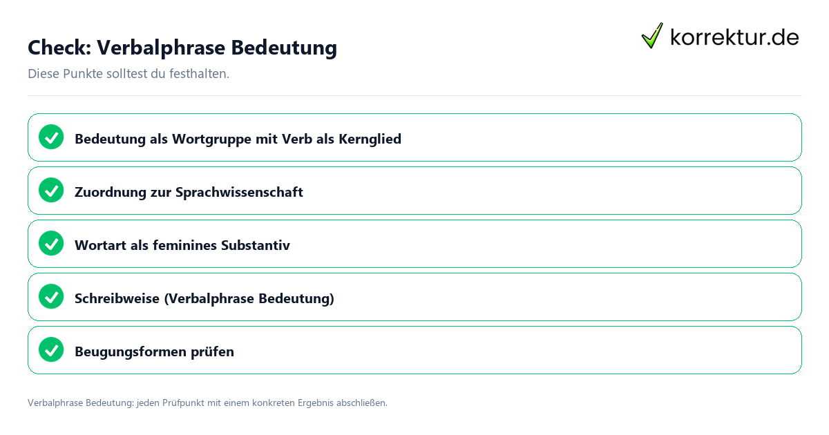 Check: Verbalphrase Bedeutung Verbalphrase Bedeutung mit einer themenspezifischen Checkliste