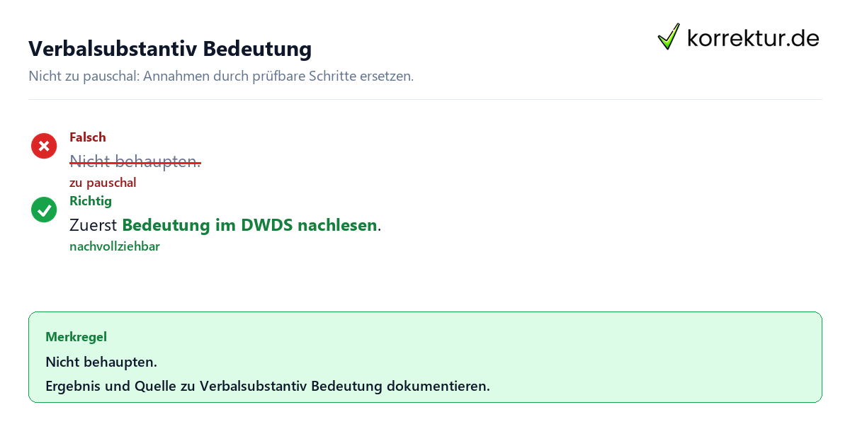 Ungeeignete und belastbare Vorgehensweise bei Verbalsubstantiv Bedeutung