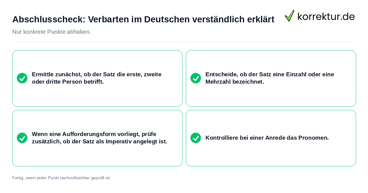 Abschlusscheck: Verbarten im Deutschen verständlich erklärt Konkreter Abschlusscheck zu Verbarten im Deutschen verständlich erklärt