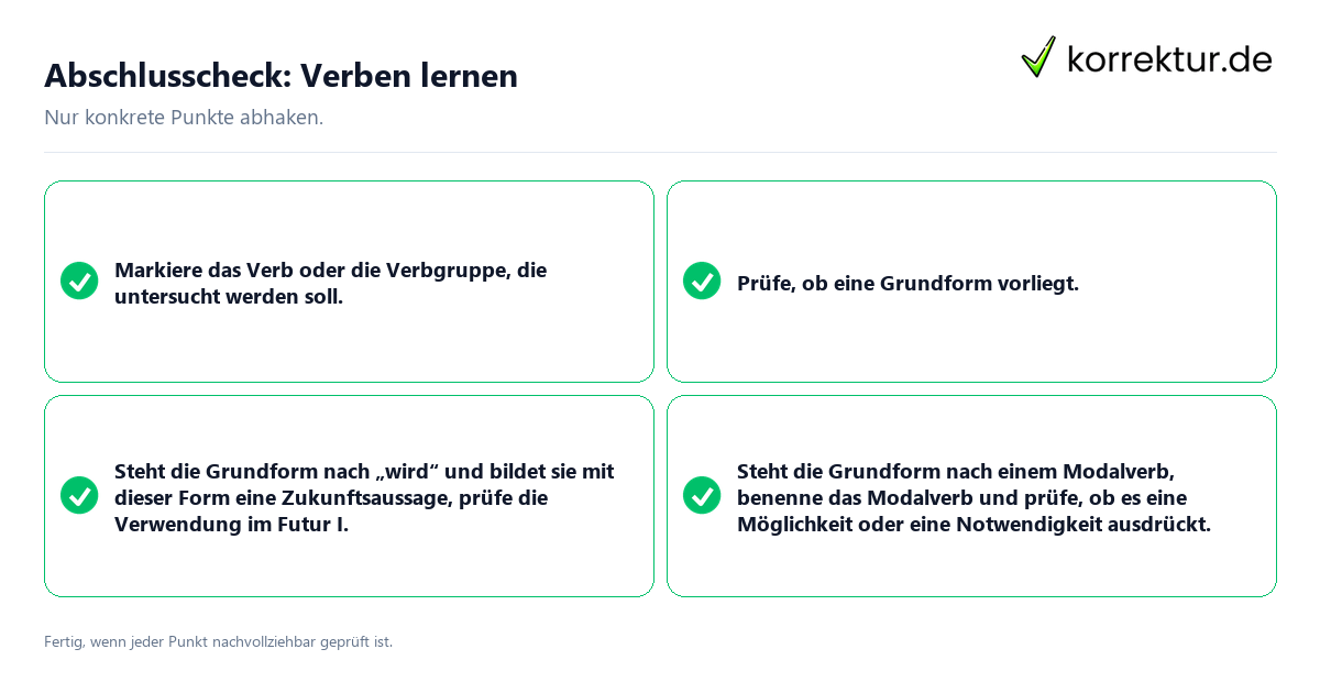 Konkreter Abschlusscheck zu Verben lernen
