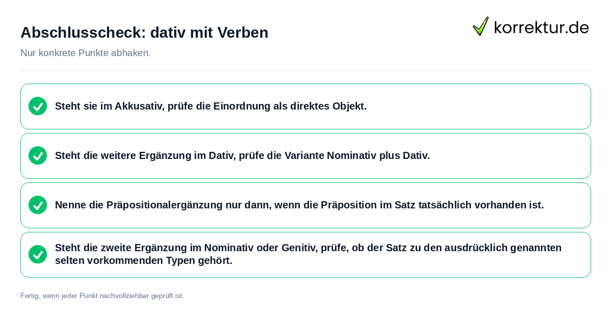Abschlusscheck: dativ mit Verben Konkreter Abschlusscheck zu dativ mit Verben