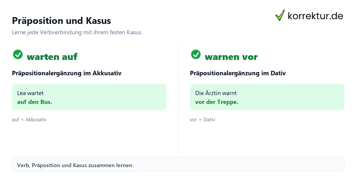 Präposition und Kasus Verben mit Präpositionen sicher verstehen: warten auf und warnen vor