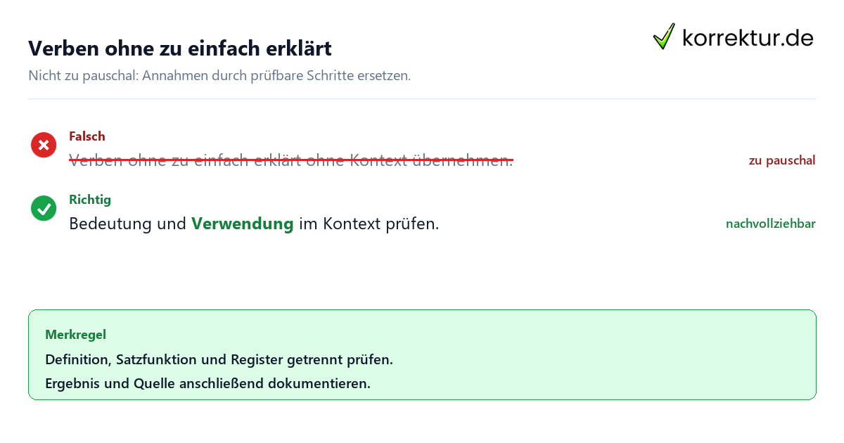 Ungeeignete und belastbare Vorgehensweise bei Verben ohne zu einfach erklärt