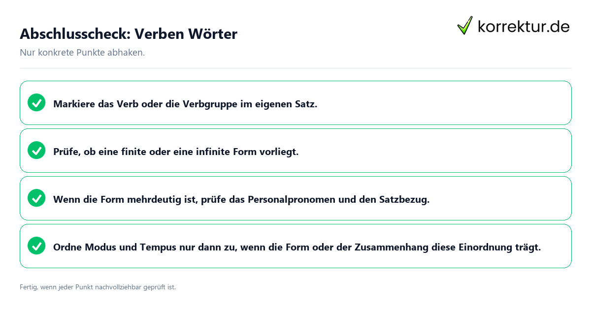 Konkreter Abschlusscheck zu Verben Wörter