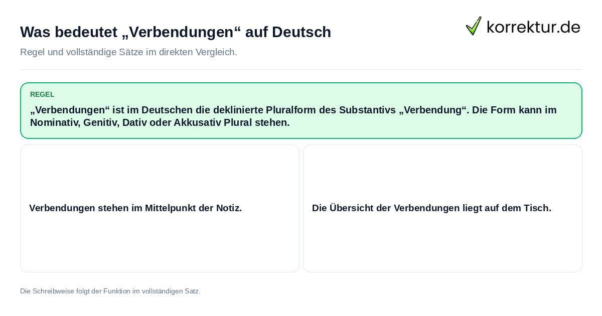 Was bedeutet „Verbendungen“ auf Deutsch Konkrete Regel und vollständige Beispielsätze zu Was bedeutet „Verbendungen“ auf Deutsch