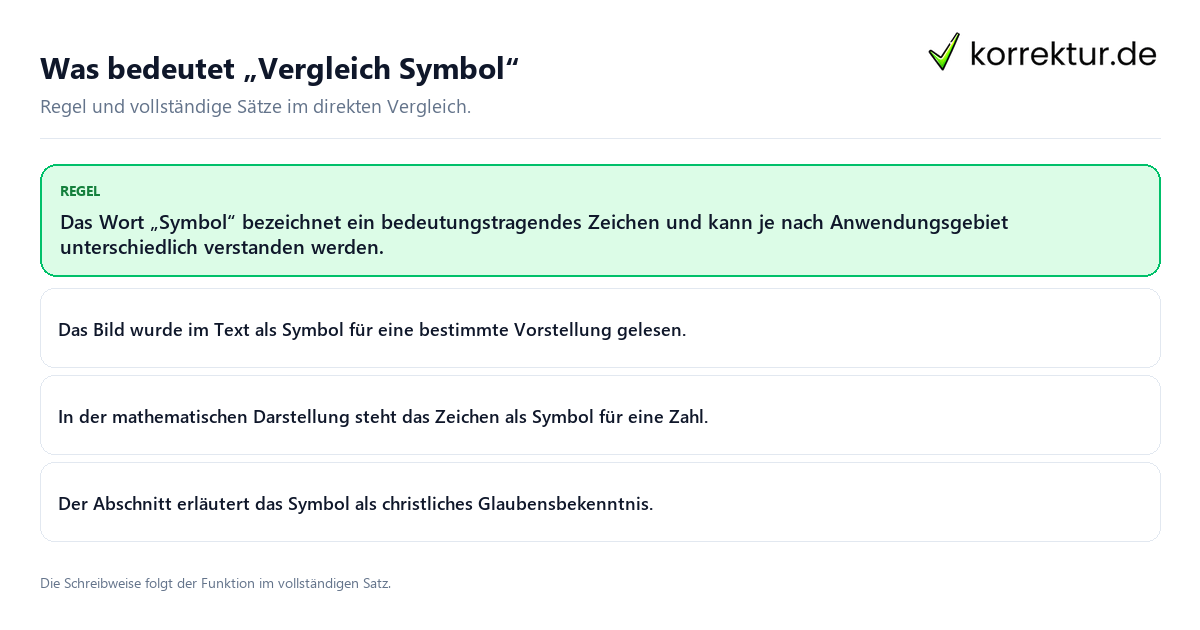 Was bedeutet „Vergleich Symbol“ Konkrete Regel und vollständige Beispielsätze zu Was bedeutet „Vergleich Symbol“