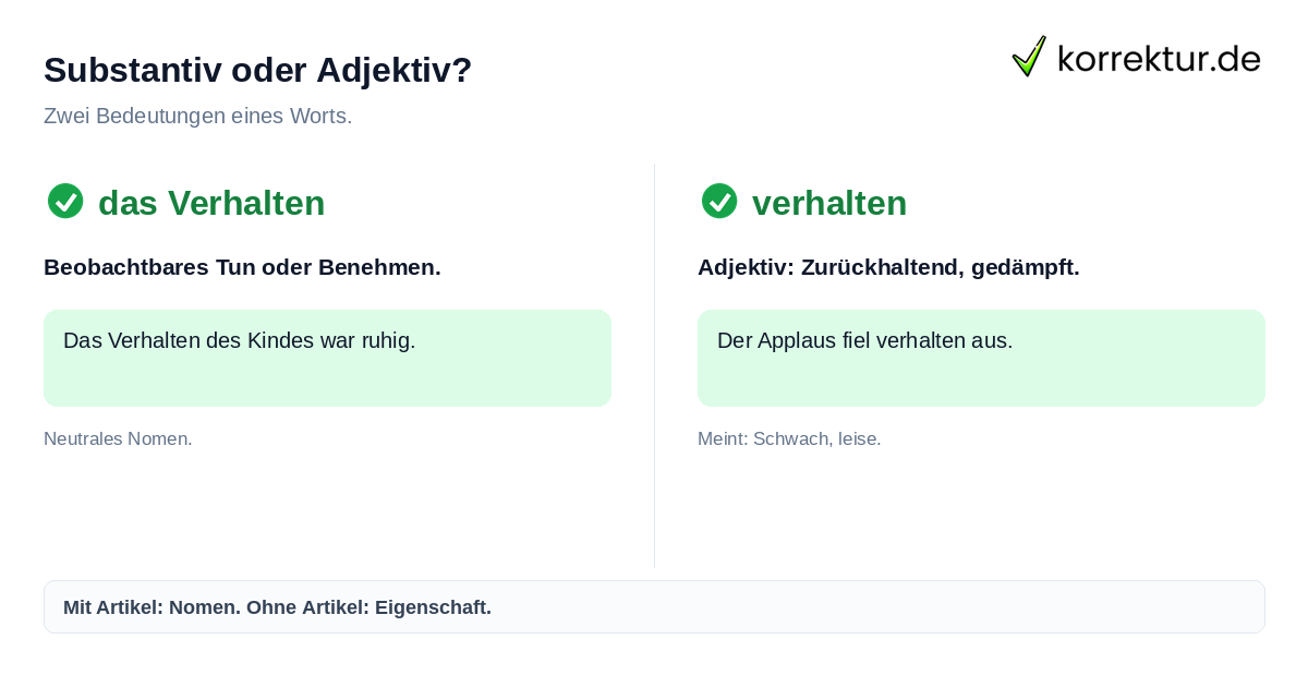Synonym Vergleich Verhalten: Substantiv vs. Adjektiv Bedeutung