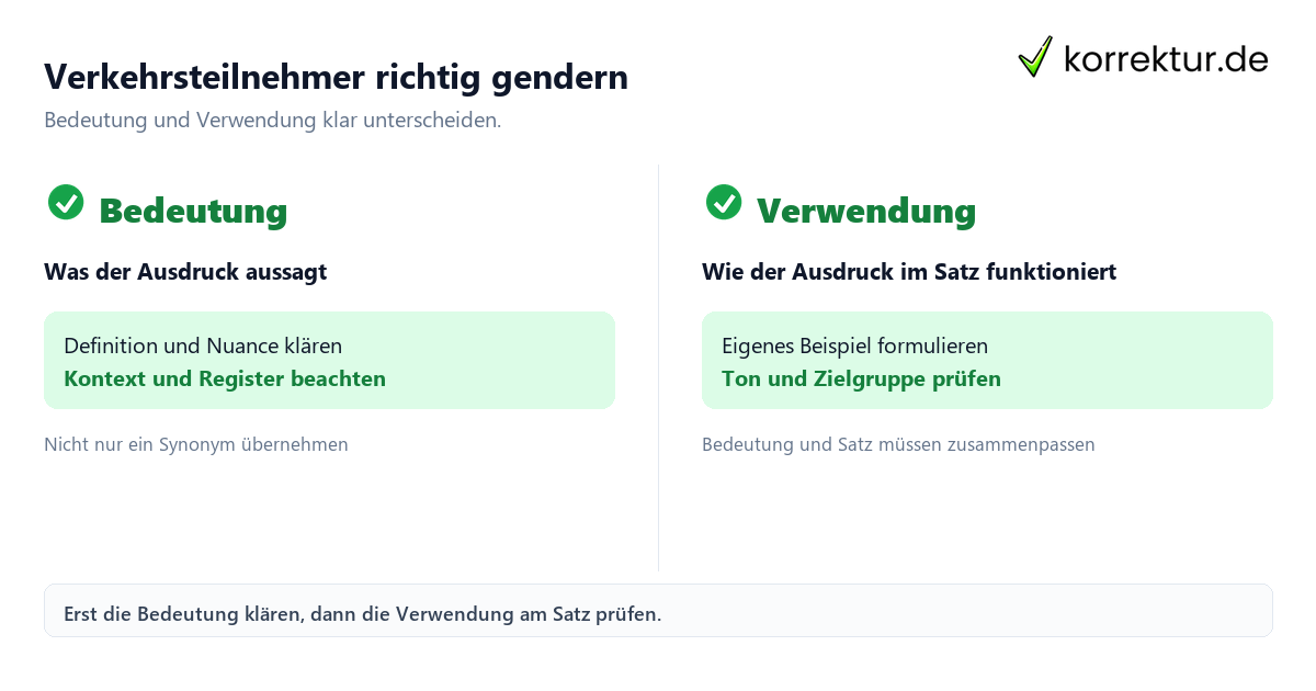Verkehrsteilnehmer richtig gendern mit Bedeutung und passender Verwendung im Vergleich
