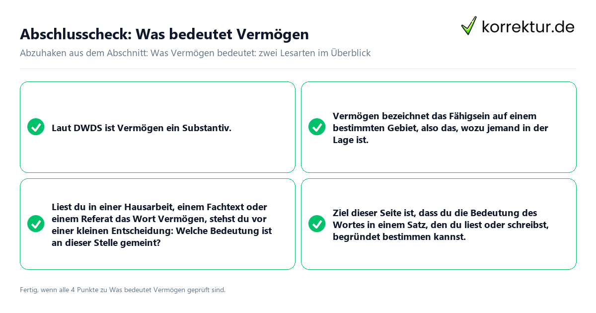 Konkreter Abschlusscheck zu Was bedeutet Vermögen