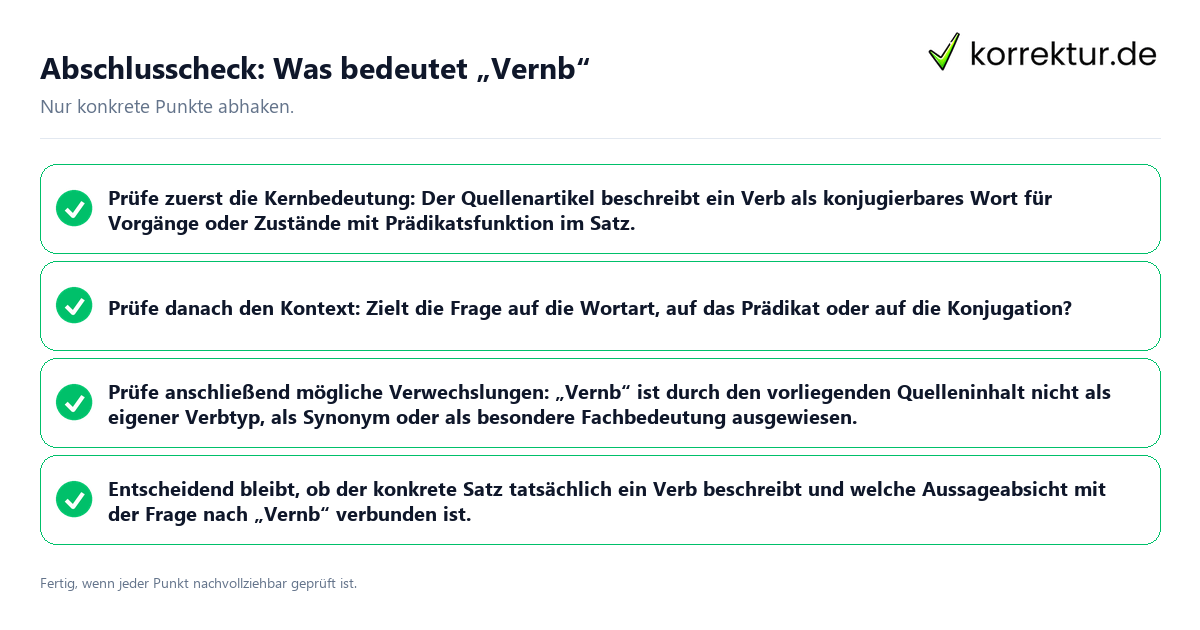 Konkreter Abschlusscheck zu Was bedeutet „Vernb“