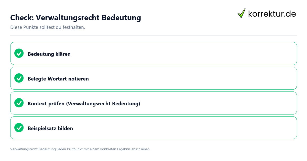 Verwaltungsrecht Bedeutung mit einer themenspezifischen Checkliste