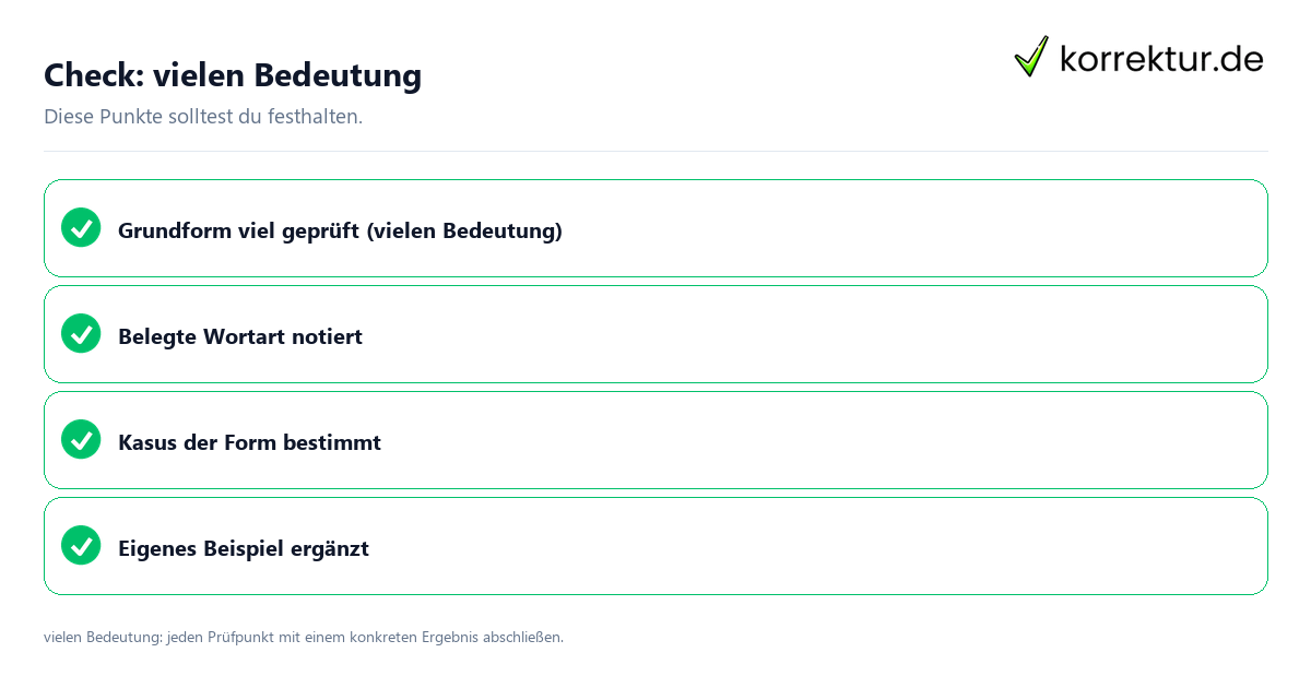 Vielen Bedeutung mit einer themenspezifischen Checkliste